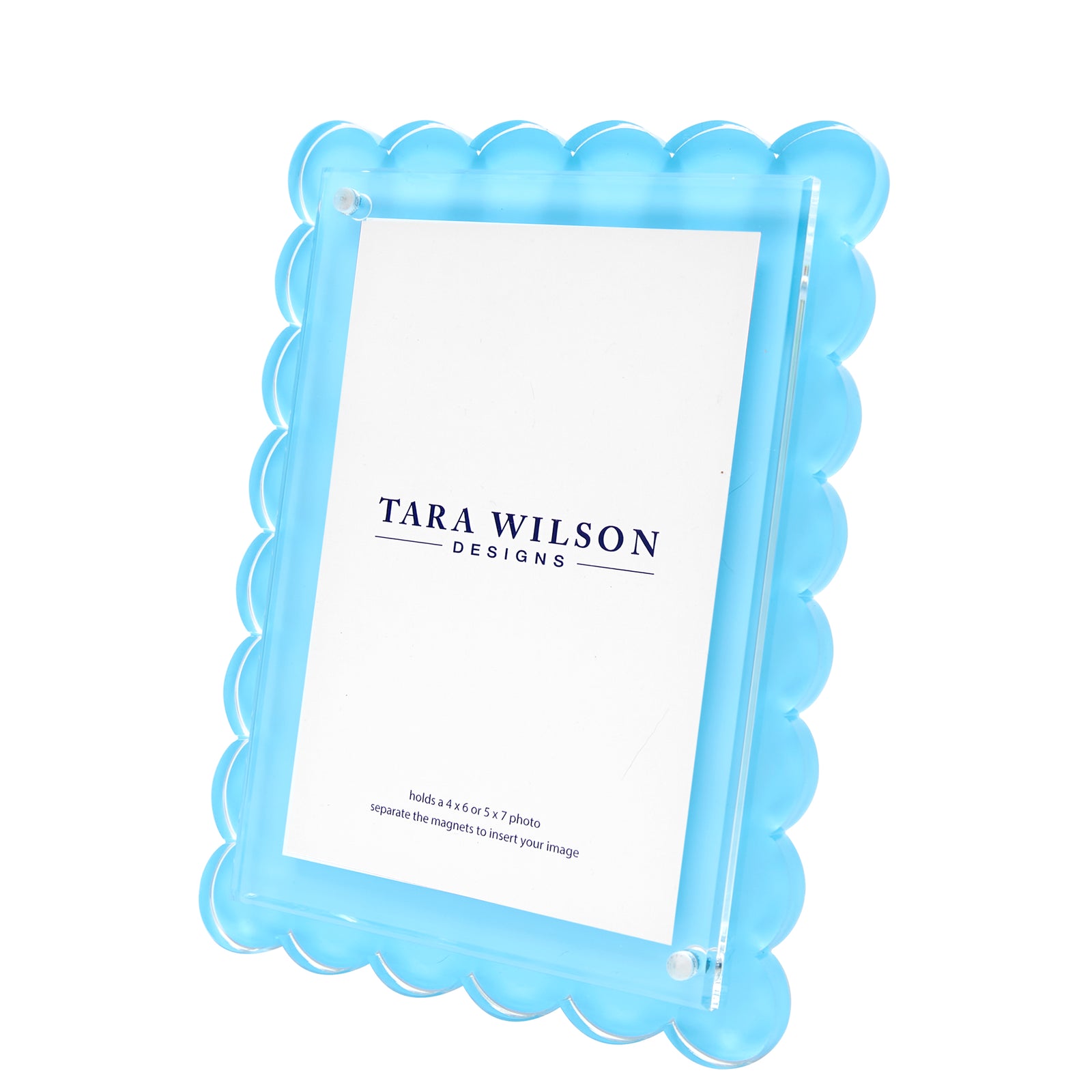 Tara Wilson Designs Frame SCALLOP Pastel Blue 6" x 8" for photo size 4" x 6" or 5" x 7"