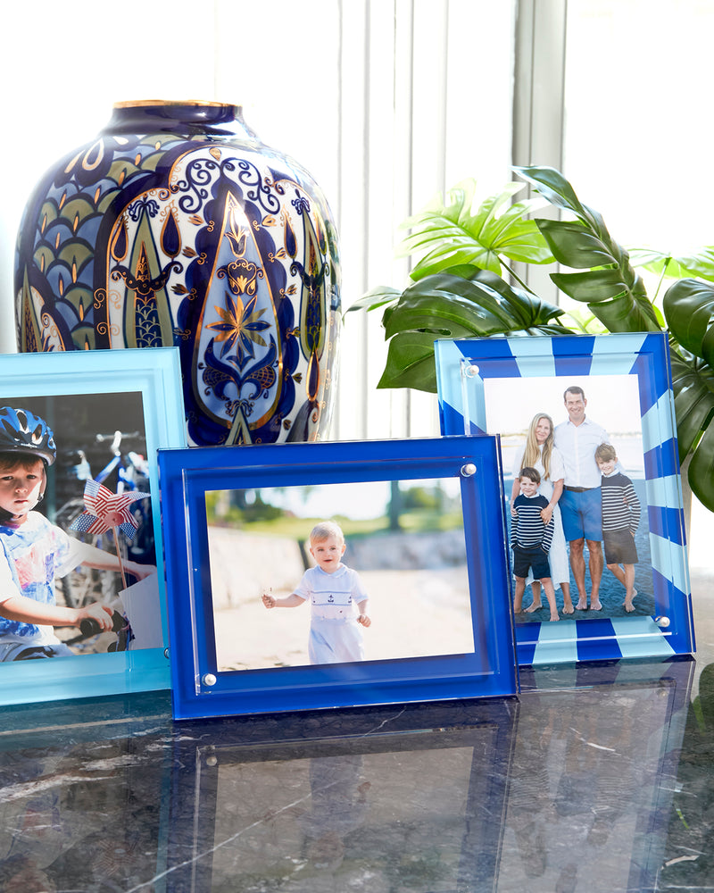 Tara Wilson Designs Frame SUNBURST Blue and Light Blue