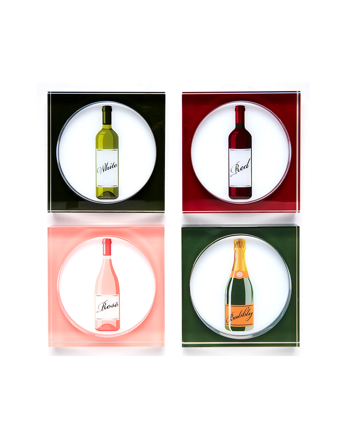 Tara Wilson Designs Cocktail Napkin Holder RED WINE BOTTLE  6" x 6"