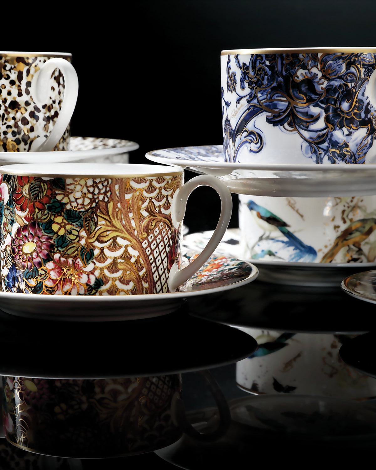 Coffee Cup & Saucer ZEBRA Set of 2 in Luxury Box  diam. 2.3", H 2.5", Cap. 4 oz, Saucer diam. 4.75"