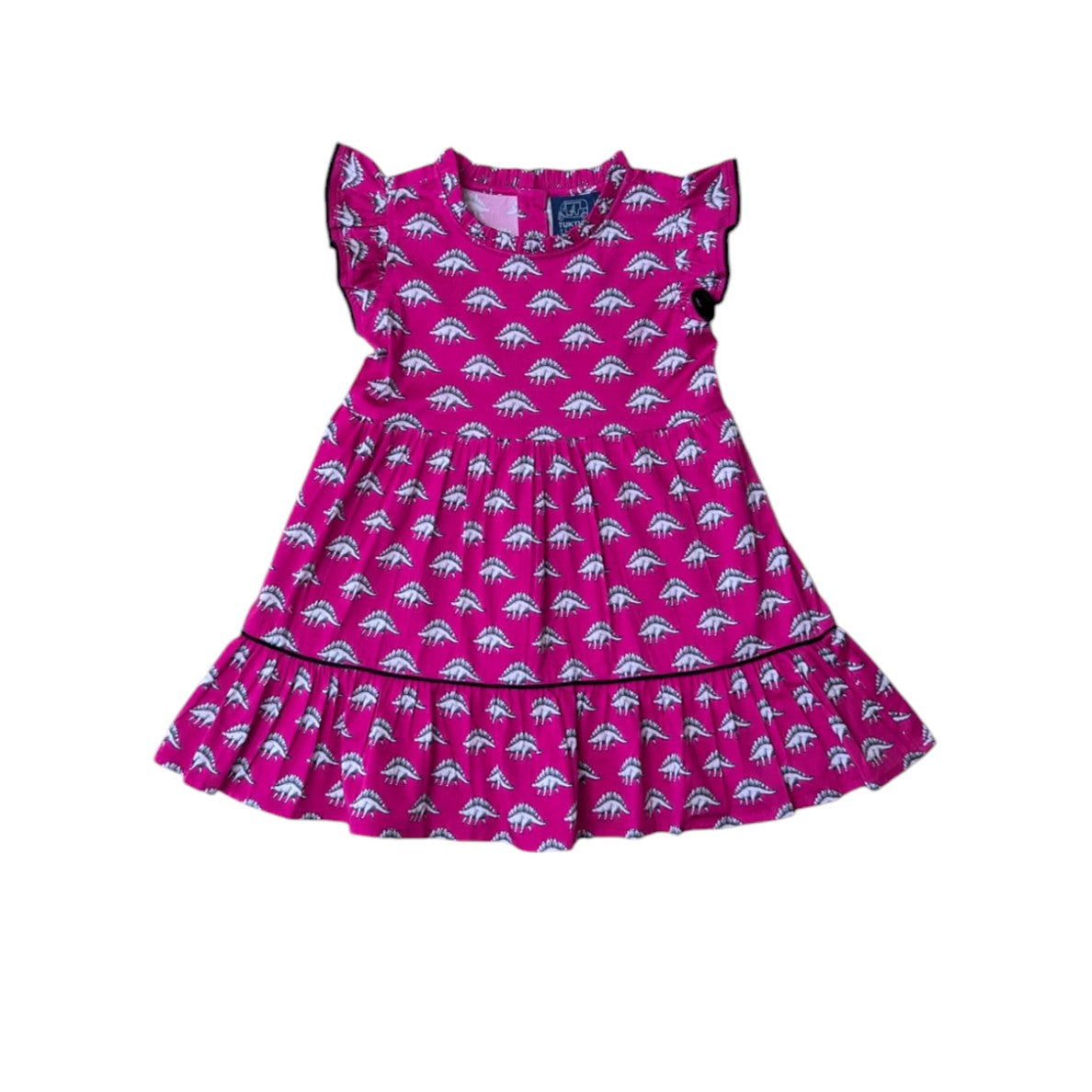 Dino in Hot Pink Ruffle Dress