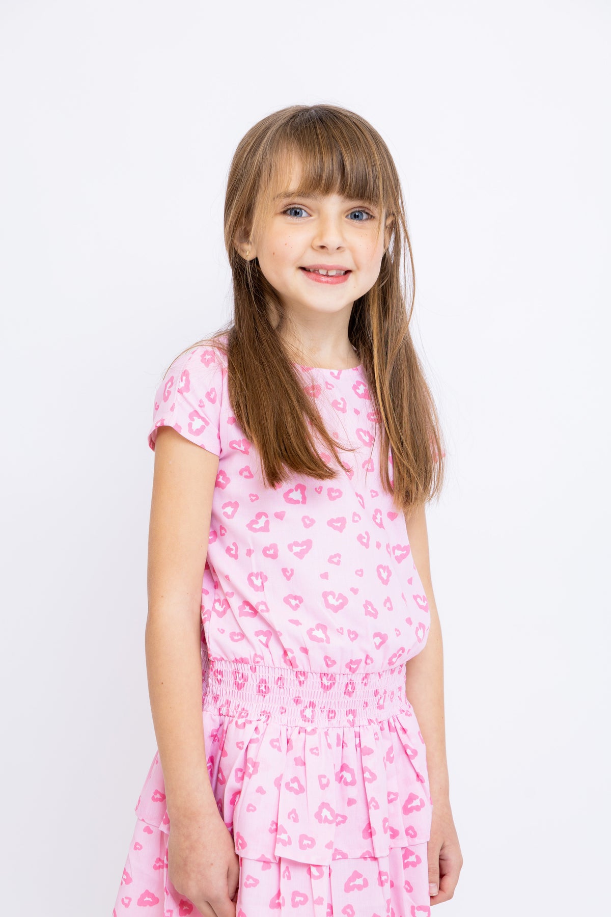 Leopard Hearts Tween Smock Waist Dress