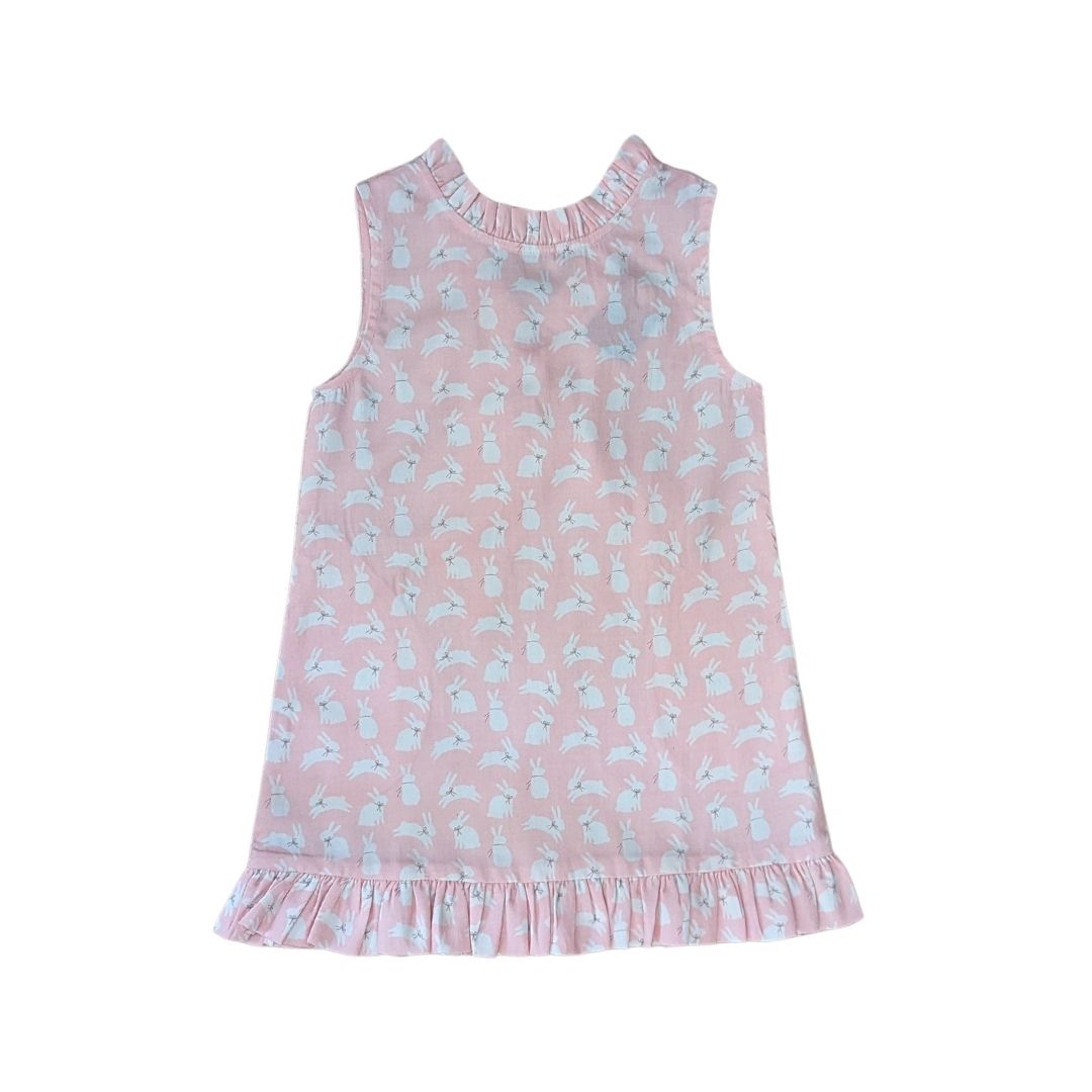 Pink Bunnies Shift Dress with Back Bow