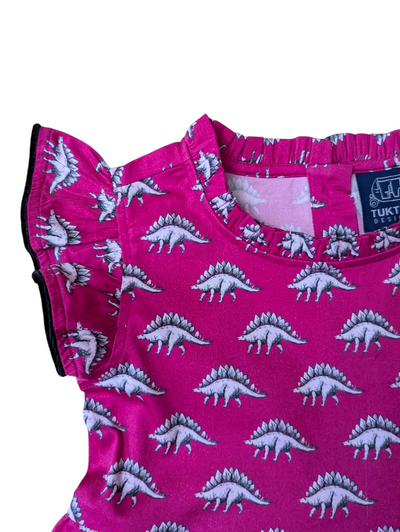 Dino in Hot Pink Ruffle Dress