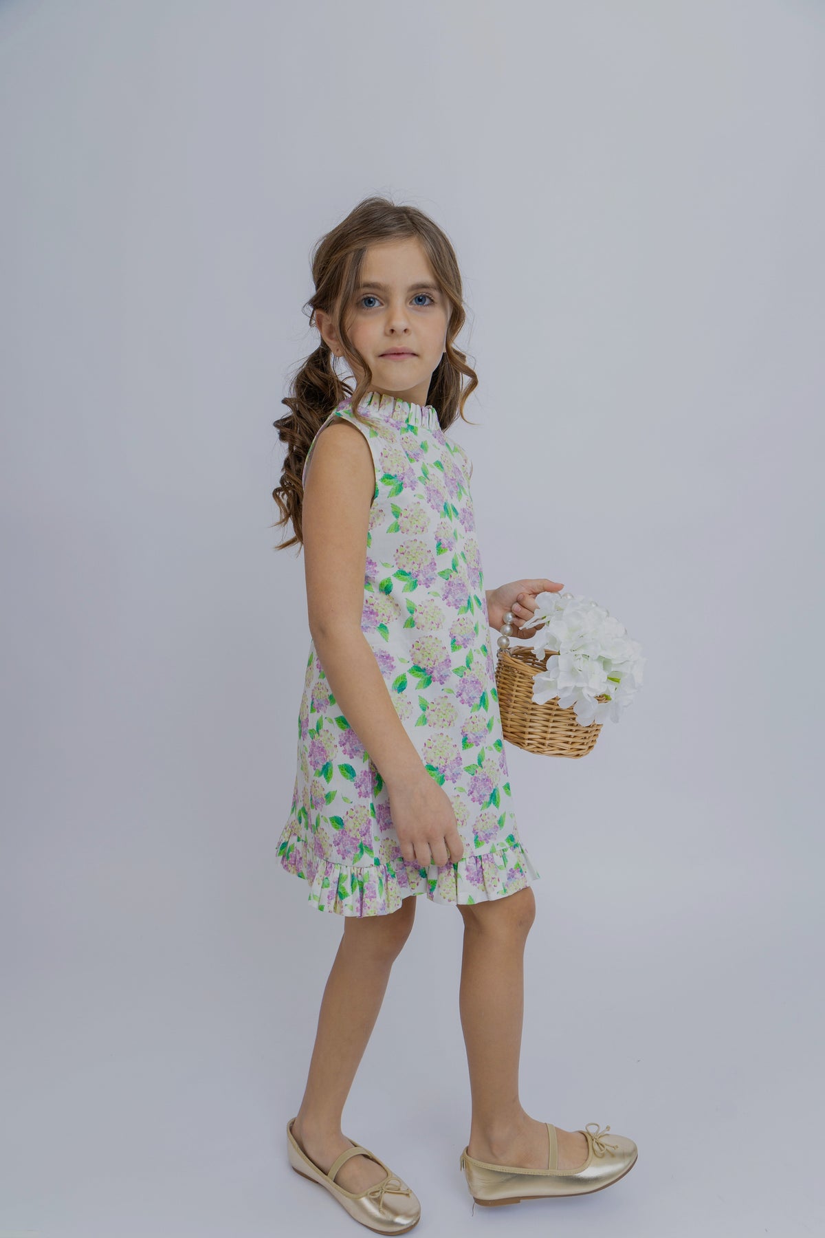 Hydrangeas Shift Dress with Back Bow