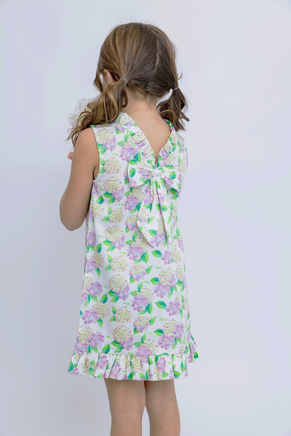 Hydrangeas Shift Dress with Back Bow
