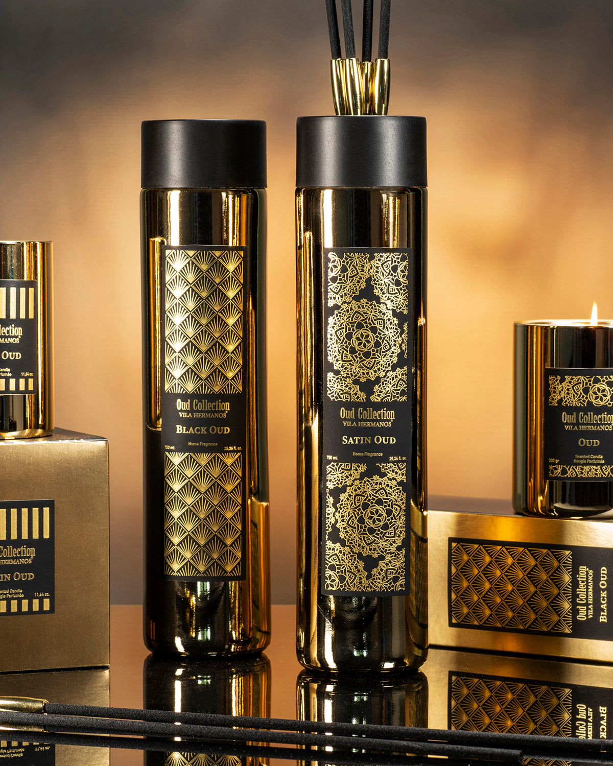 Reed Diffuser OUD COLLECTION 750ml Gold Black Oud 2.95 diam. x 13.39 in