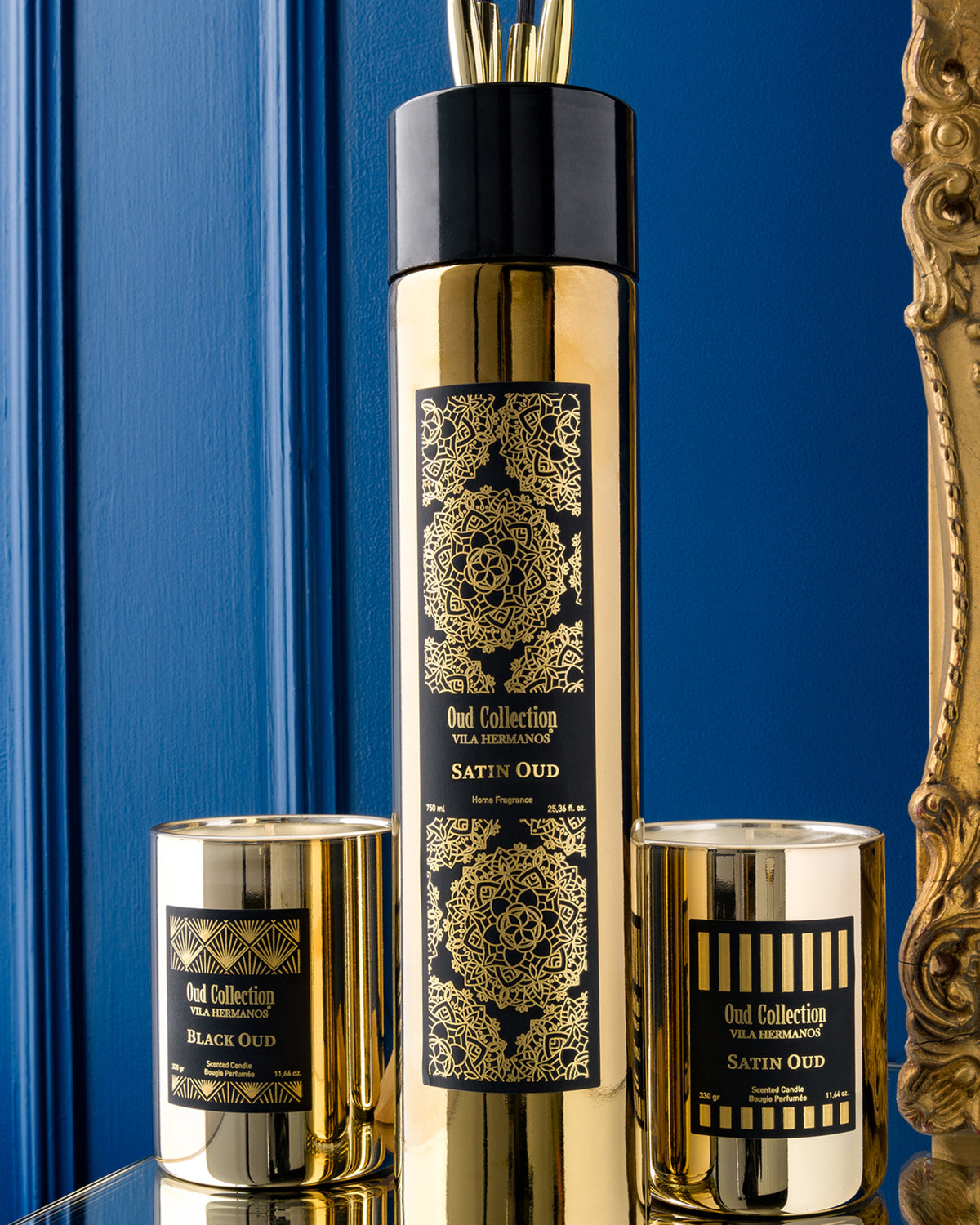 Reed Diffuser OUD COLLECTION 750ml Gold Black Oud 2.95 diam. x 13.39 in