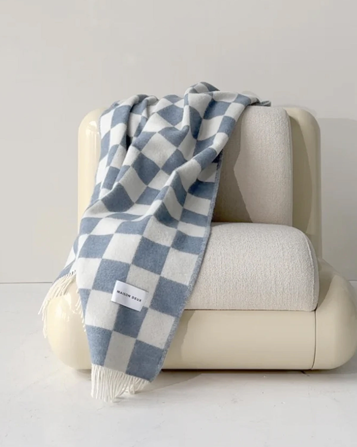 Blanket CHECKERBOARD Denim Blue / White 4.25 x 6.5ft