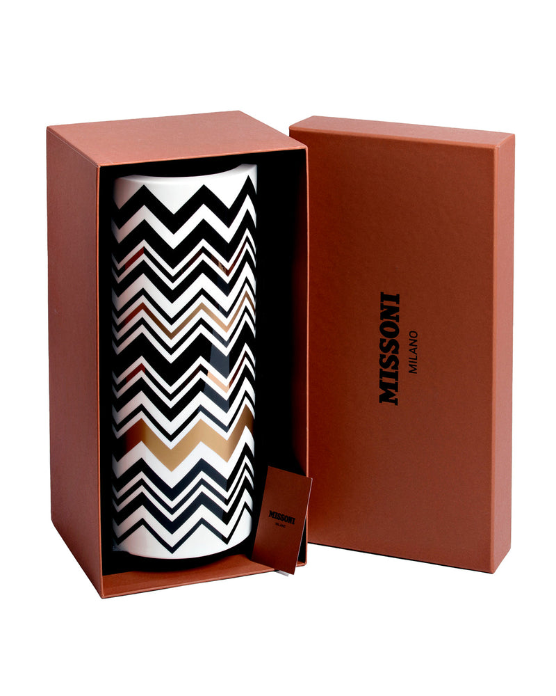 Missoni Home High Vase ZIG ZAG  Gold diam. 6.3", H 14"
