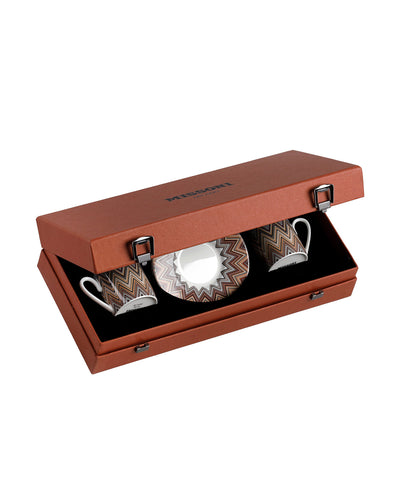 Missoni Home Coffee Cup & Saucer ZIG ZAG Set of 2 in Luxury Box Jarris 148 diam. 2.3", H 2.5", Cap. 4 oz, Saucer diam. 4.75"