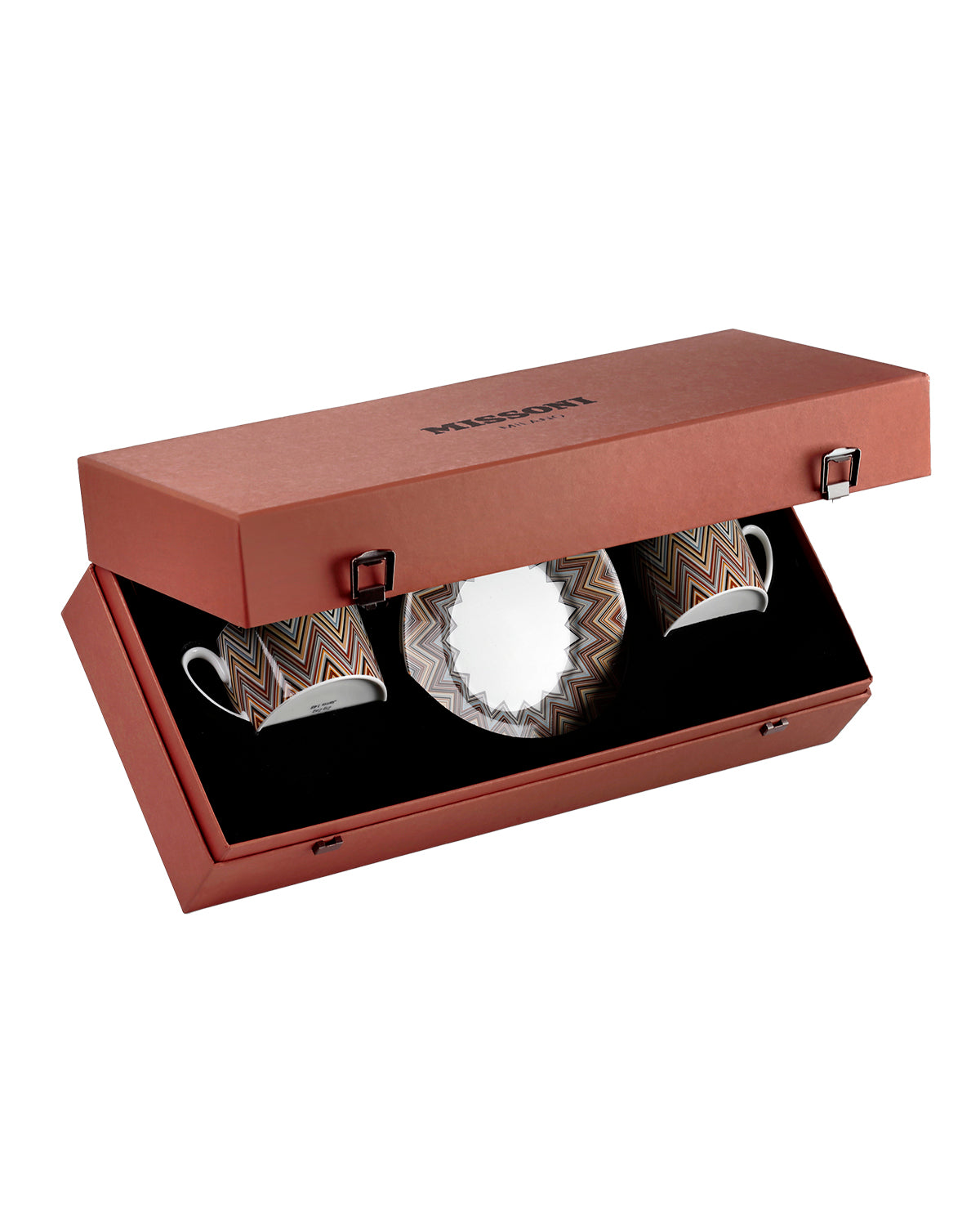 Tea Cup & Saucer ZIG ZAG Set of 2 in Luxury Box Jarris 148 diam. 3.3", H 2.3", cap. 7.5 oz, Saucer diam. 6"