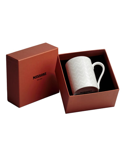 Mug Cup ZIG ZAG in Luxury Box White diam. 2.5", H 3.3", cap. 12.5 oz