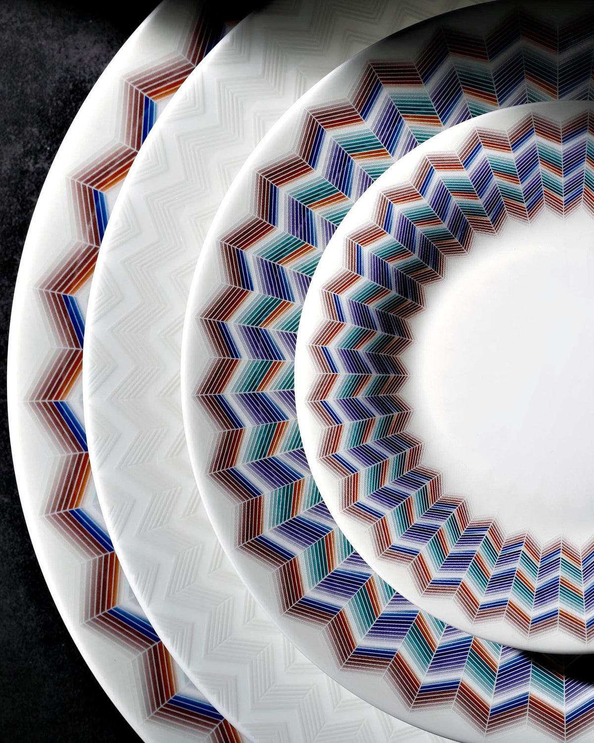 Dessert Plate ZIG ZAG JARRIS 148 Set of 6 Fine Bone China Ø 8.46"