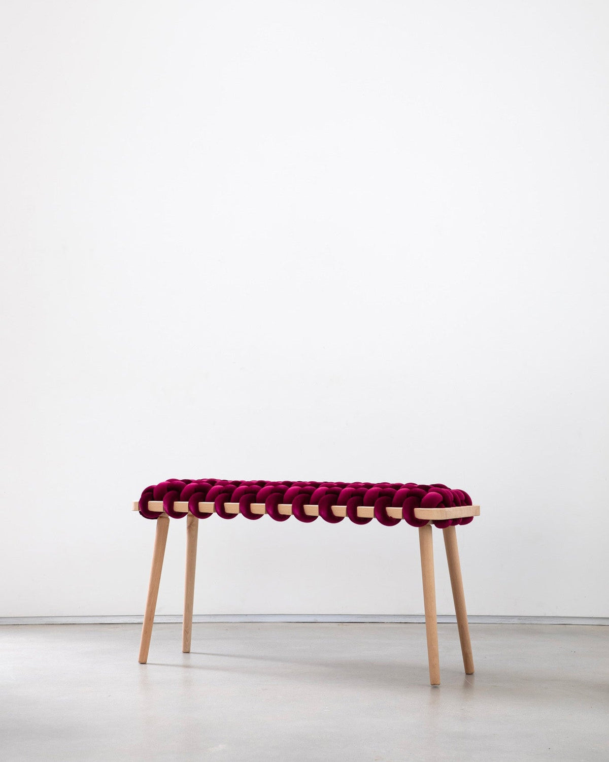 Burgundy Velvet Woven Bench