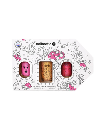 Nail Polish for Kids SET OF 3 EXPLORATION : SISSI PINKY + BODY ROLETTE YELLOW GOLD