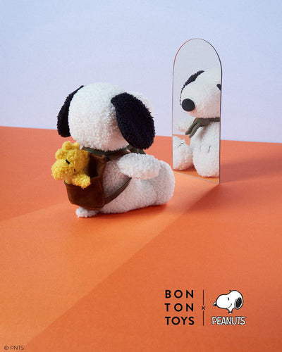 Plush PEANUTS SNOOPY with Woodstock in Backpack 8"
