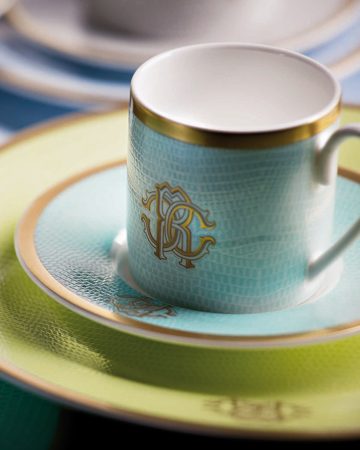 LIZZARD SUNRISE Tea Cup & Saucer in Luxury Gift Box Set of 6