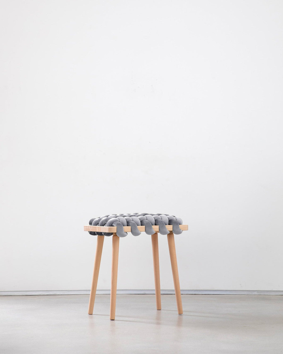 Sterling Grey Velvet Woven Stool