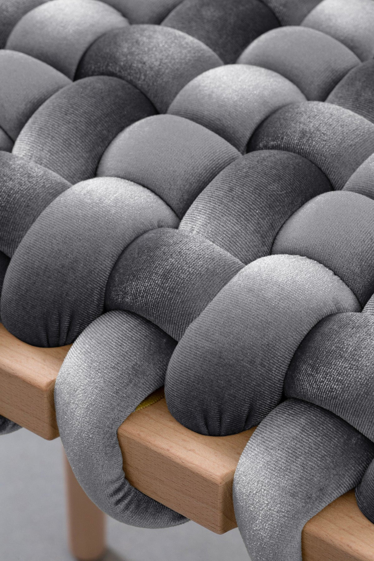 Sterling Grey Velvet Woven Bench