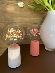 Bulb LIFE IS BEAUTIFUL Amber with Base Table Lamp PORTABLE Pop Nomad