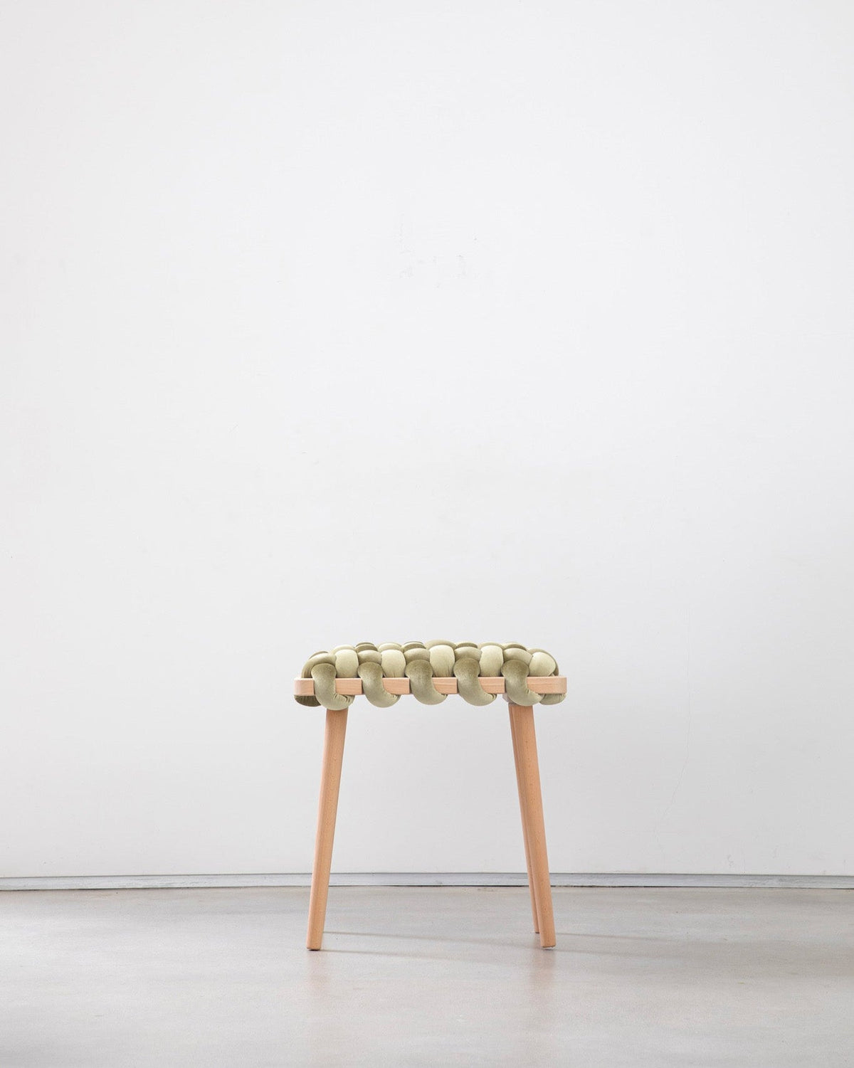 Ivory Velvet Woven Stool