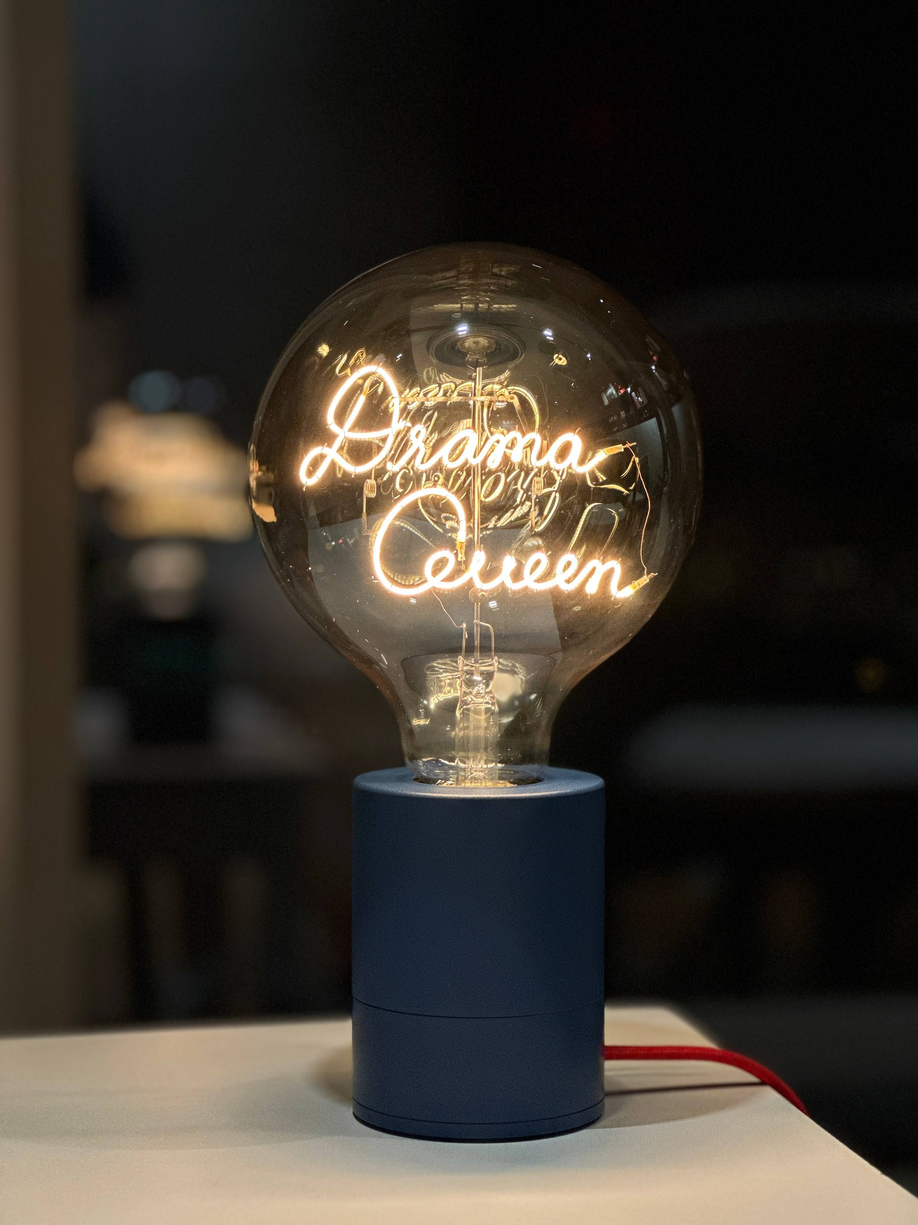 Bulb DRAMA QUEEN Amber with Base Table Lamp PORTABLE Pop Nomad Yellow