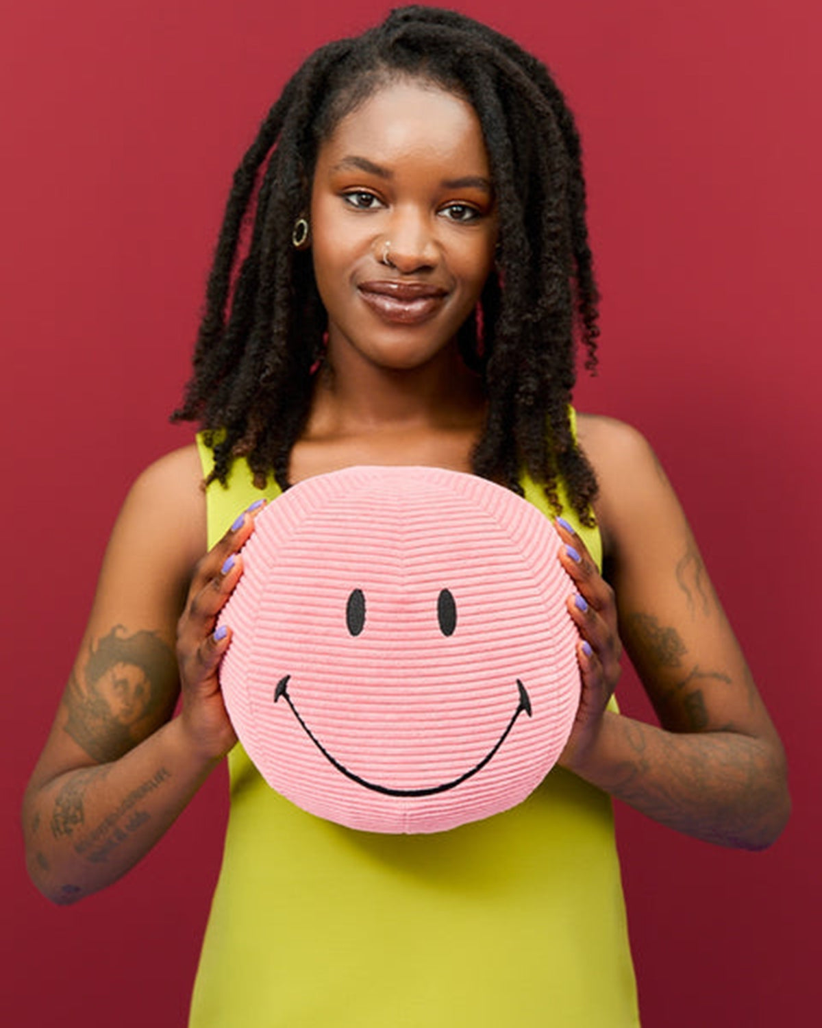 Plush Smiley ECO Corduroy Bubblegum Pink  9"