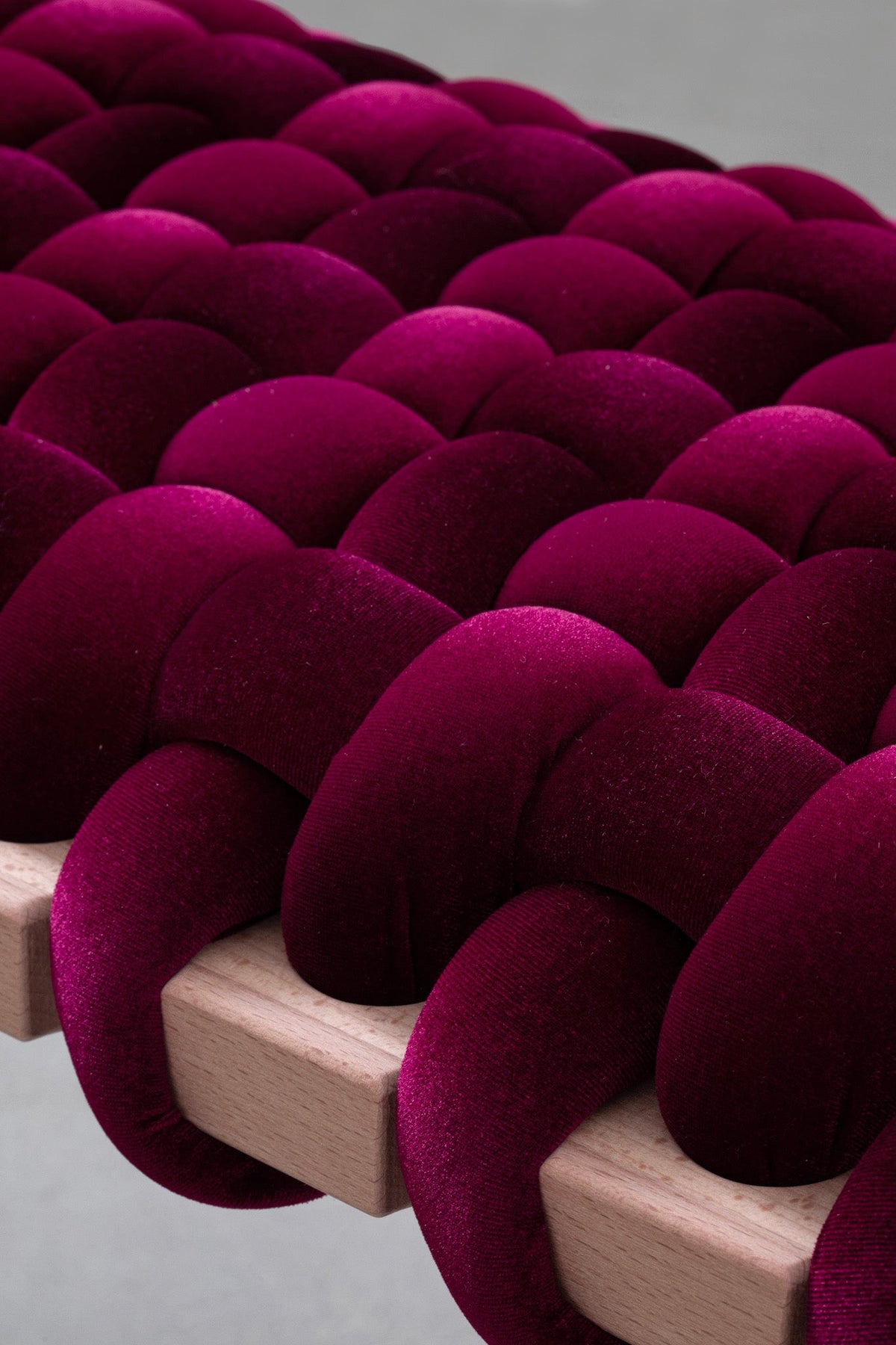 Burgundy Velvet Woven Bench
