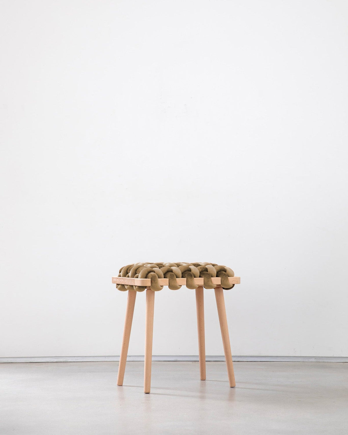 Truffle Velvet Woven Stool
