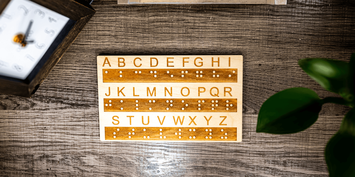 Wood Braille Alphabet Board with Raised Dots | Educational Tool for All Ages | Montessori Learning | Handmade in the USA