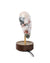 Daqi Alarm clock pale pink porcelain bird with gold accents and walnut base wakes up with bird sound works with an app