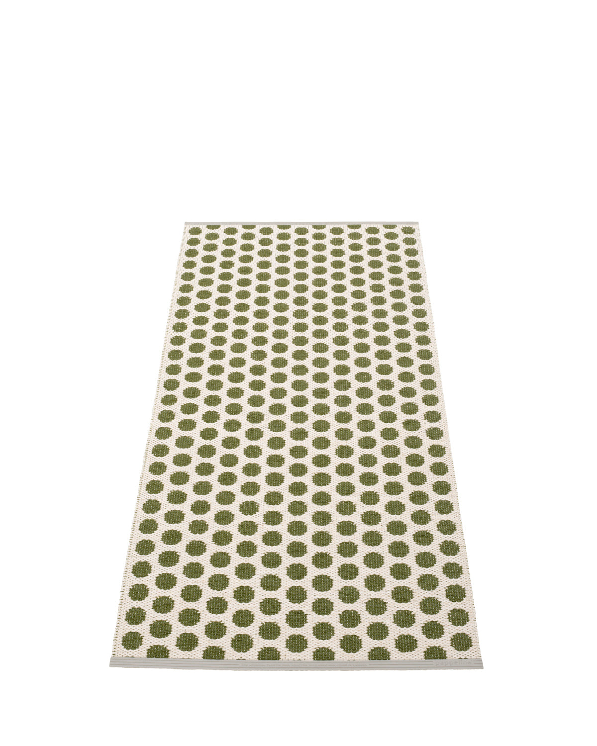 Pappelina Rug NOA Dark Olive/Vanilla/W Grey stripe 2.25 x 5 ft