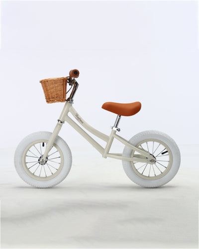 Ride-On Balance Bike Ivory White + Helmet