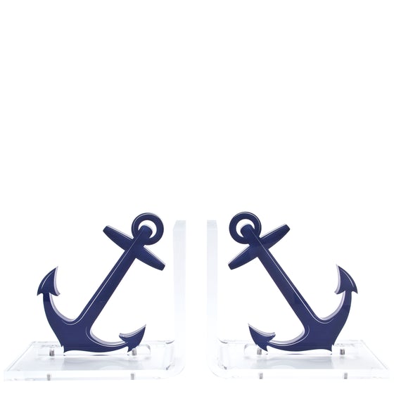 Tara Wilson Designs Bookends Blue ANCHOR 7.5" h