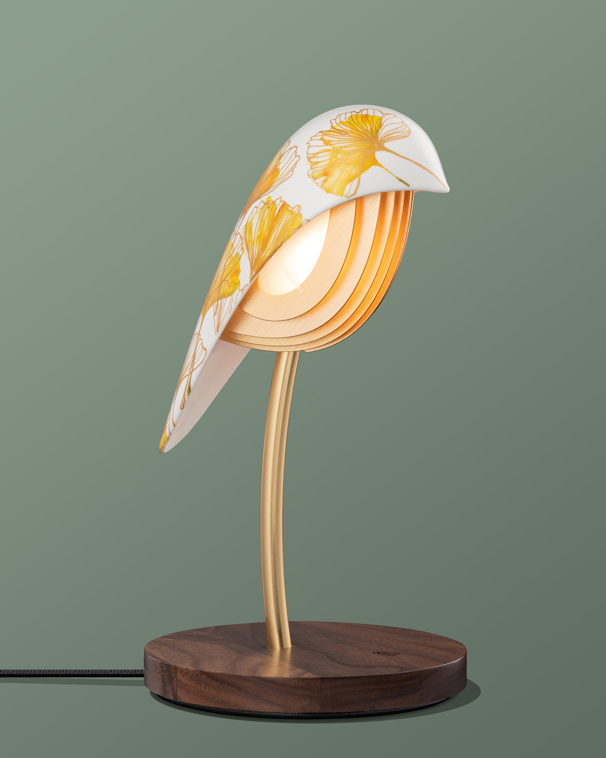 Daqi Desk Lamp BIRD Yellow Ginkgo