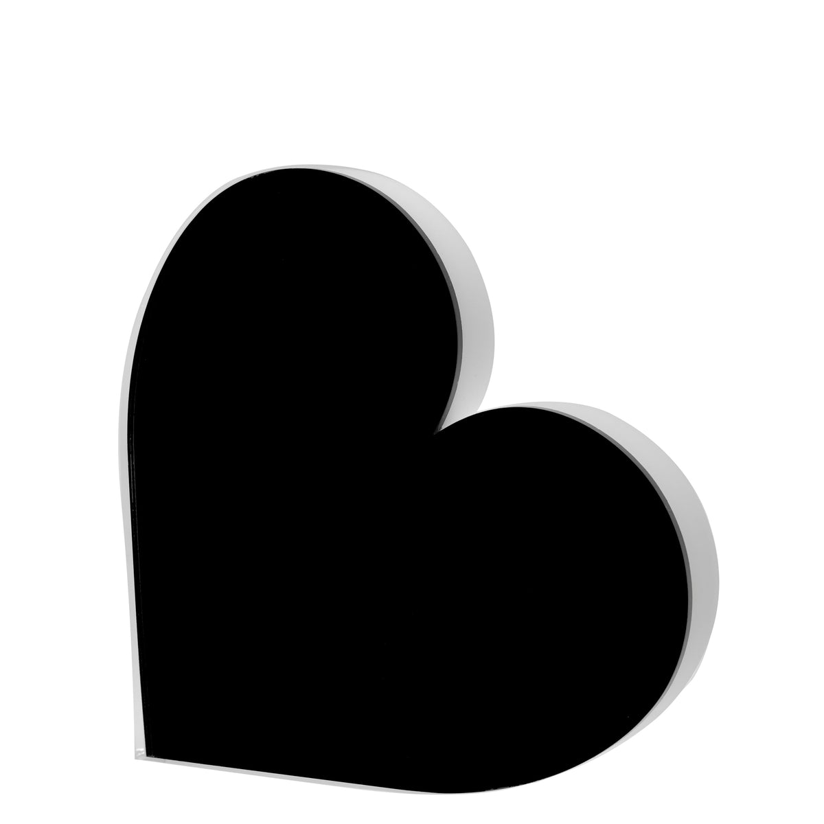 Shelf Decor Stand Alone HEART Mirrored Black 4 inches length