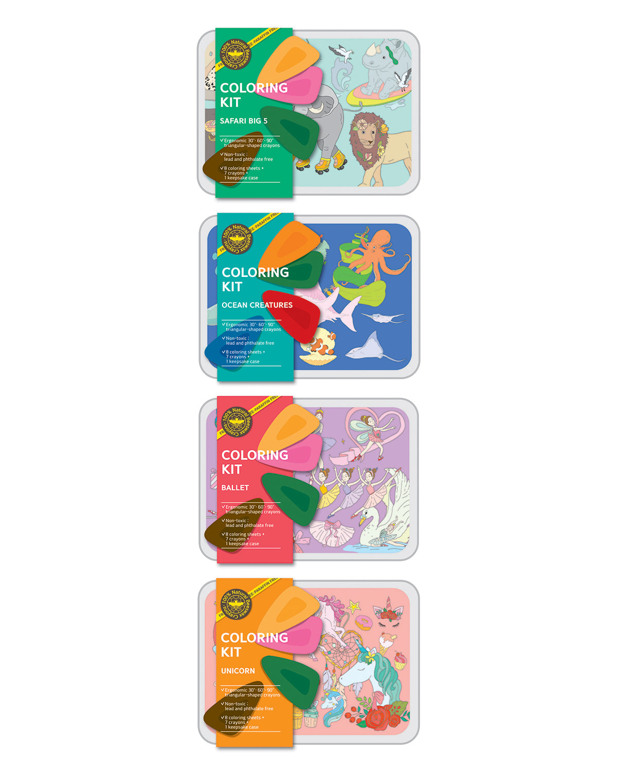 COLOR JEU Coloring Kit Set SAFARI + OCEAN + BALLERINA + UNICORN Small