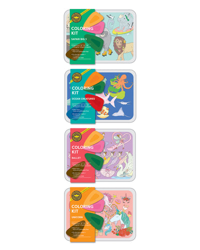 COLOR JEU Coloring Kit Set SAFARI + OCEAN + BALLERINA + UNICORN Small