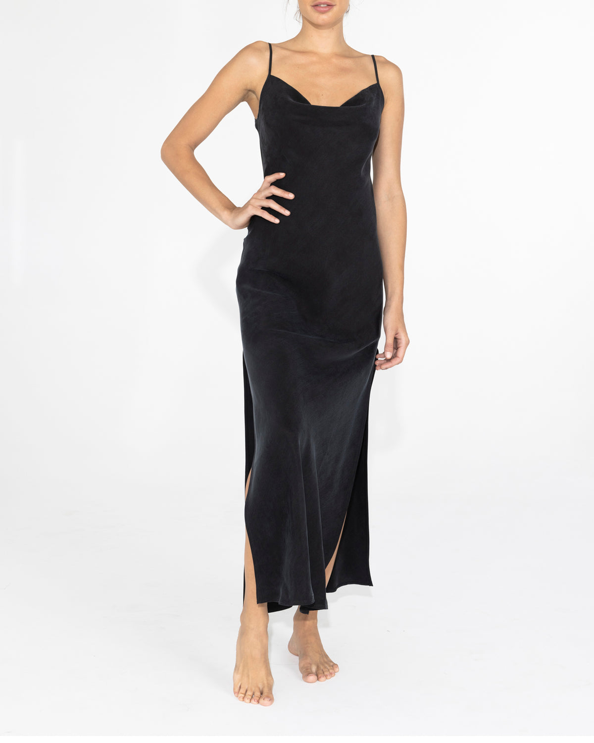niLuu Women's Slip Dress CHARLOTTE NOIR Size L