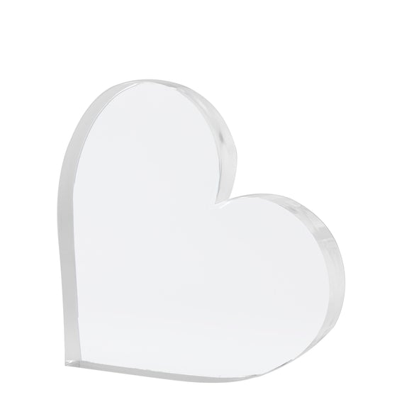 Shelf Decor Stand Alone HEART Clear 4 inches length 