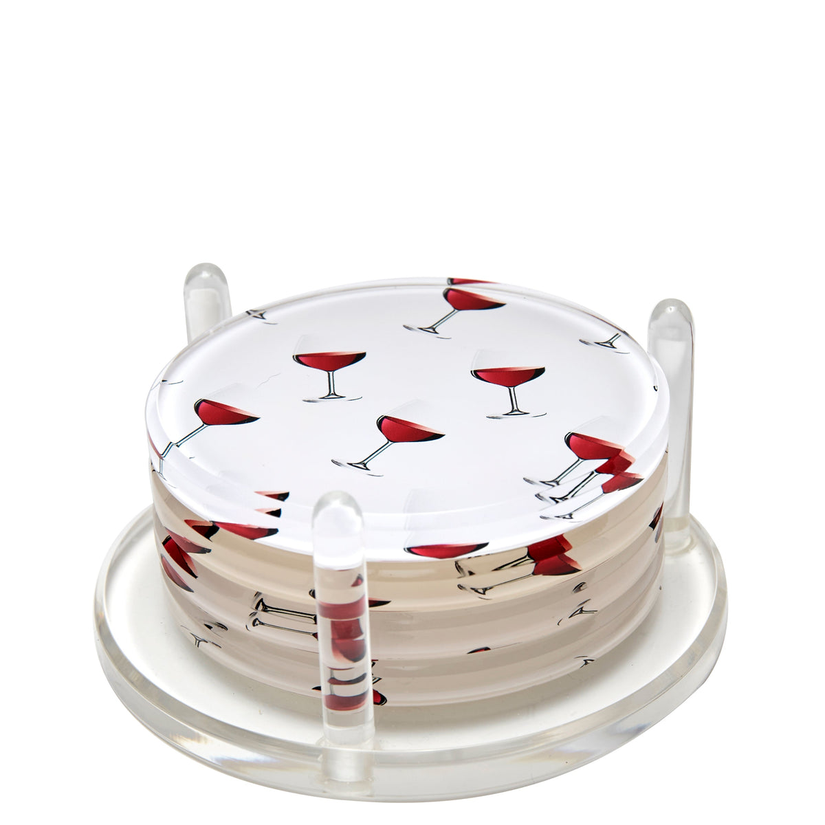 Drink COASTERS Red WINE GLASS 4.25 inches by 4.25 inches