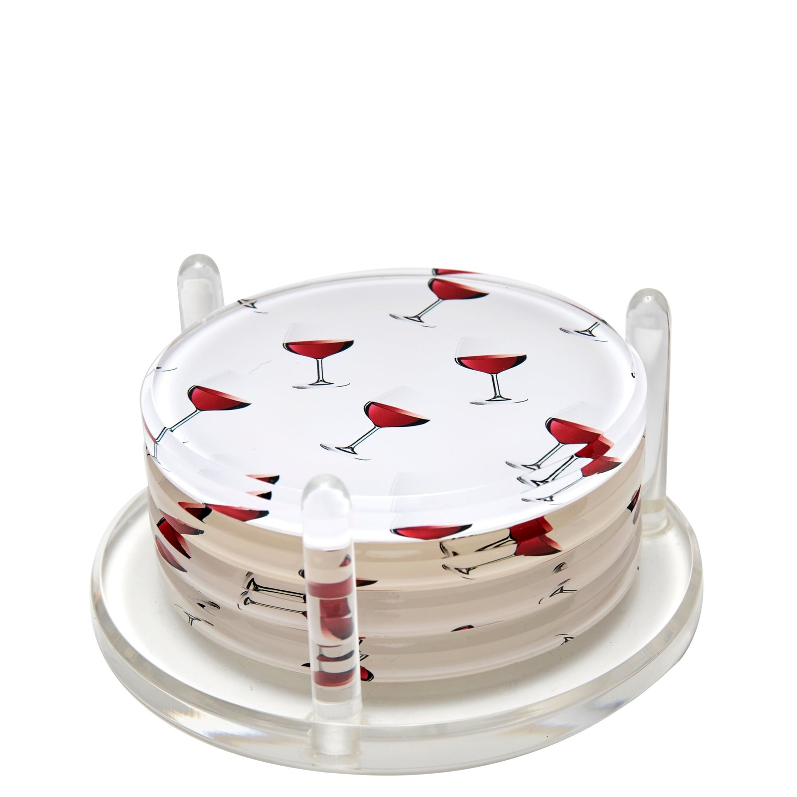 Tara Wilson Designs Drink COASTERS Red WINE GLASS 4.25" x 4.25"