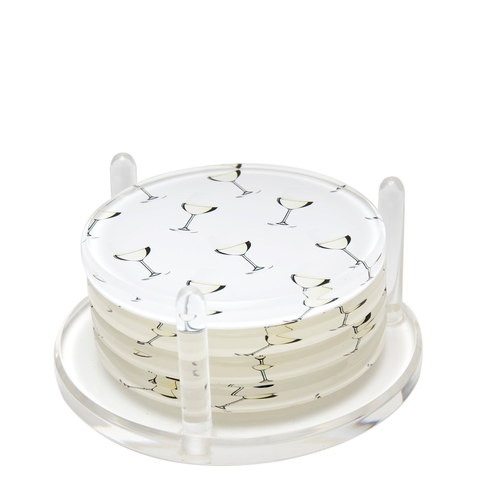 Tara Wilson Designs Drink COASTERS White WINE GLASS 4.25" x 4.25"