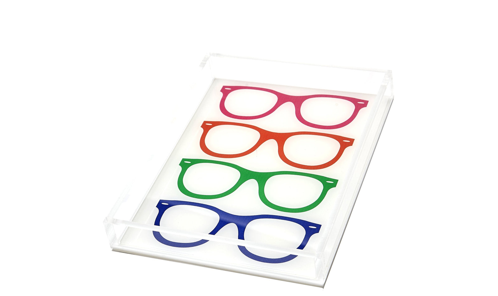 Tara Wilson Designs Tray GLASSES Multicolor on White 6" x 8"