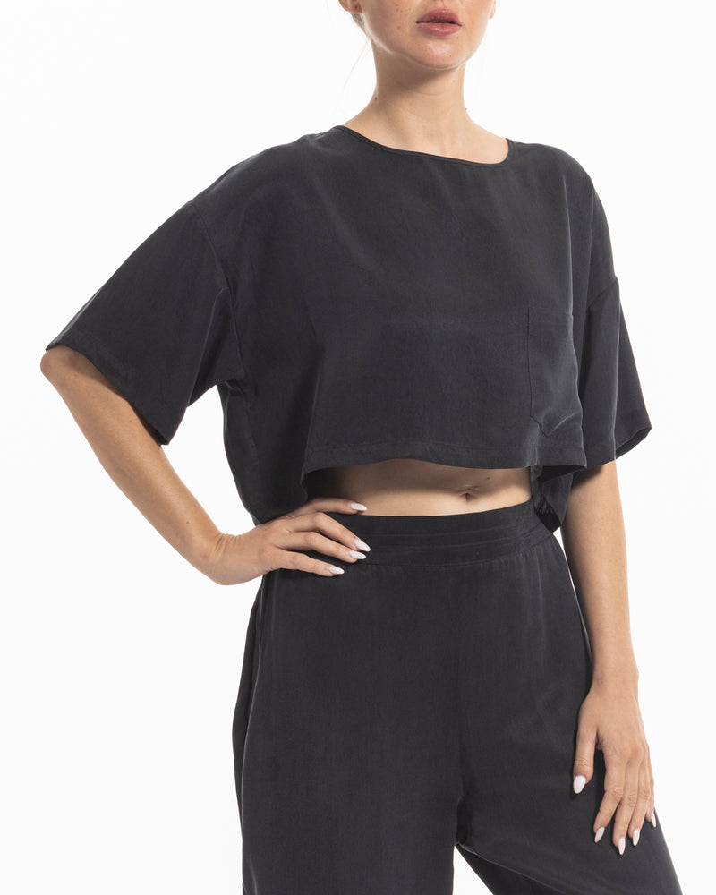 niLuu Women's Crop Tee HARPER NOIR Size S