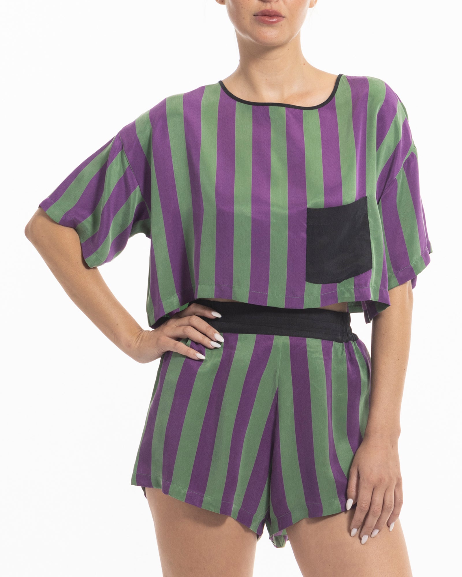 niLuu Women's Harper Crop Tee STRIPE