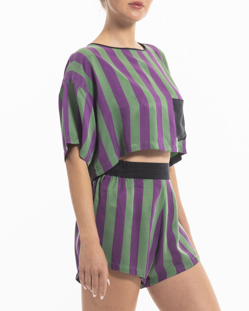 niLuu Women's Harper Crop Tee STRIPE