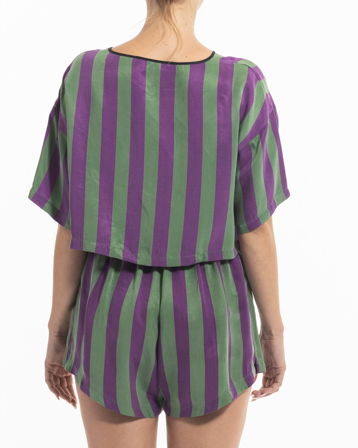 niLuu Women's Crop Tee HARPER STRIPE Size L