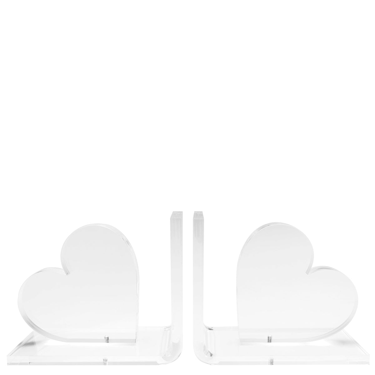 Bookends Clear HEART 7.5 inches height
